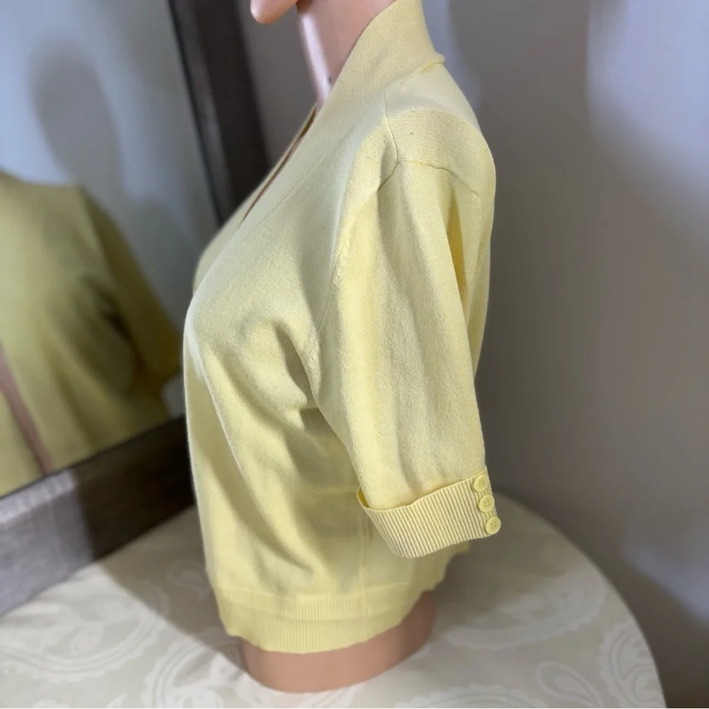 89th & Madison Yellow Knit Cardigan V-Neck Sweater